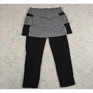 Athleta Free 2 Be 2-in-1 Capri‎ Leggings Womens M Black Gray Skirt RN 54023